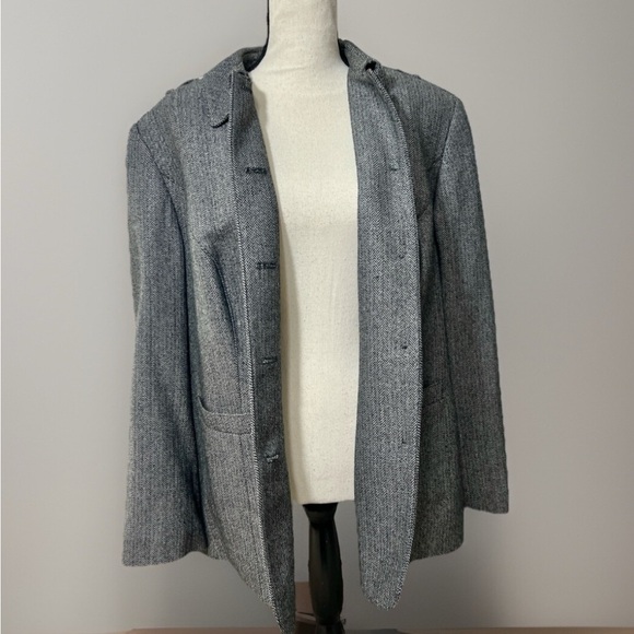 Womens Blazer size 16 Gray Herringbone Jacket Emily Acrylic Wool Career Office - Picture 2 of 9